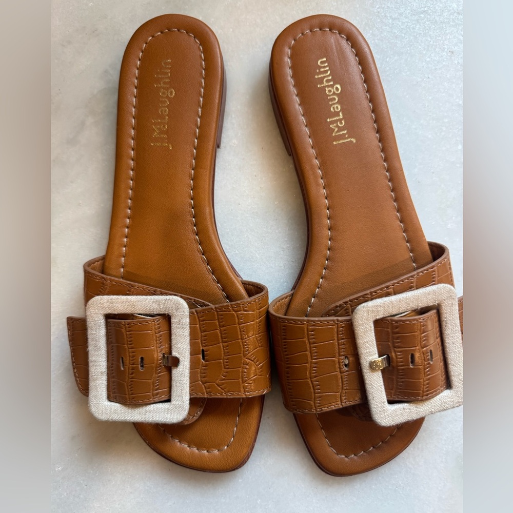 J.McLaughlin Brown Leather Bella Slide Womens Size 7